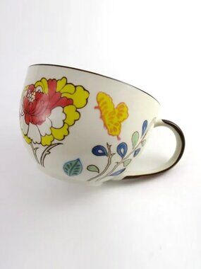 Yokohama Studio Pottery Large Hand Painted Floral Mug